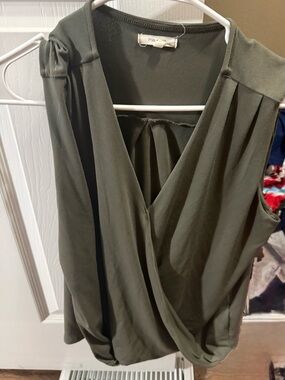 Maurices Olive Green One-Shoulder Wrap Dress